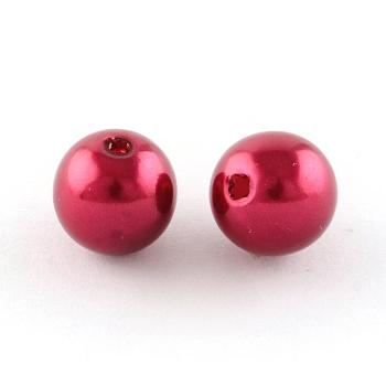 ABS Plastic Imitation Pearl Round Beads, Red, 8mm, Hole: 2mm, about 1950pcs/500g