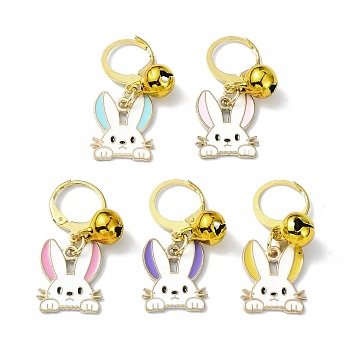 Alloy Enamel Pendant Decorations, with 304 Stainless Steel Findings, Rabbit, Mixed Color, 30mm, 5pcs/set