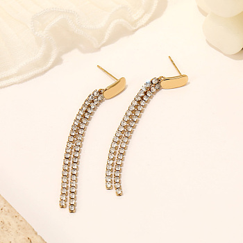 Stylish Stainless Steel Zircon Tassel Earrings for Mother's Day, Valentine's Day