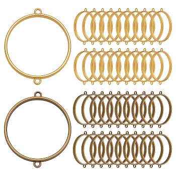 40Pcs Alloy Flat Round Open Back Bezel Connector Charms, For DIY UV Resin, Epoxy Resin, Pressed Flower Jewelry, Antique Bronze & Golden, 39x33x4mm