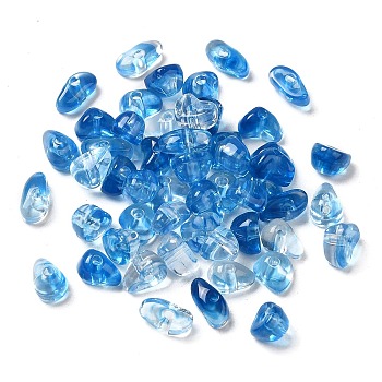Transparent Acrylic Beads, Nuggets, Dodger Blue, 4.3~5.8x7.6~8.5x3.8~4.7mm, Hole: 1.6mm, about 420pcs/50g