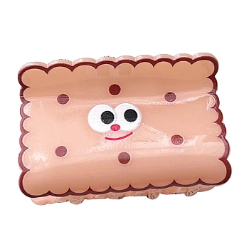Cartoon Cookie Shape Plastic Claw Hair Clips, Hair Accessories for Women Girls, Light Salmon, 44~45x65mm