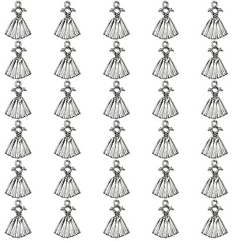 Tibetan Style Alloy Pendants, Dress Charms, Cadmium Free & Lead Free, Antique Silver, 19x14x1.5mm, Hole: 1.4mm