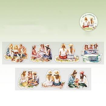 Beautiful Day Characters PET Die-Cut Tape - Traveling Together Series - 6 Player Account Decoration Bottom Stickers, Colorful, 50mm, about 2.19 Yards(2m)/Set