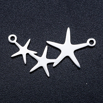 201 Stainless Steel Stamping Blank Links connectors, Star, Stainless Steel Color, 14.5x26.5x1mm, Hole: 1.2mm