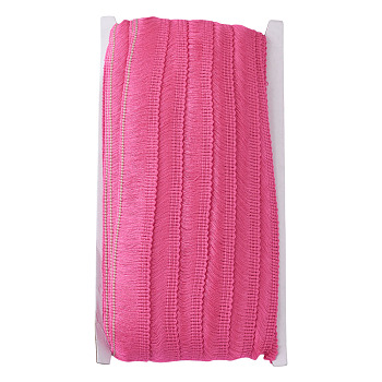 Polyester Ribbon, Fringe Lace Trim, Hot Pink, 7/8~1 inch(23~25mm), about 25m/card