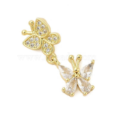 Real 18K Gold Plated Clear Butterfly Brass+Cubic Zirconia Pendants