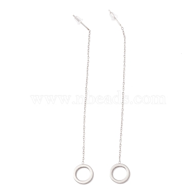 Boucles d'oreilles à tige pendantes à longue chaîne résistante au ternissement avec anneau ouvert(EJEW-A067-10P)-4