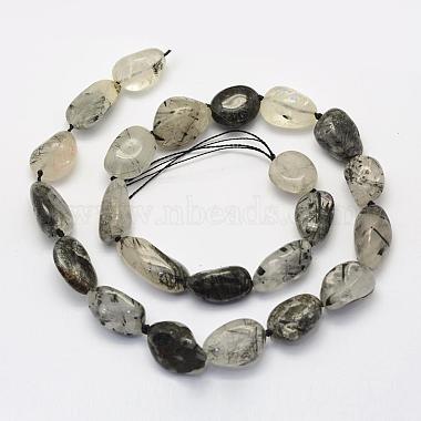 Quartz naturel tourmaliné / perles de quartz rutile noires(G-L464-07)-3