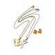 Heart & Skeleton Key Couple Pendant Necklaces & Stud Earrings(SJEW-E045-06GP)-1