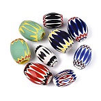 Handmade Millefiori Glass Barrel Beads, Chevron Beads, Mixed Color, 35~47x25~35mm, Hole: 3~13mm(LA-N002-31)