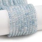 Natural Aquamarine Beads Strands, Faceted, Rondelle, 3x2mm, Hole: 0.5mm, about 189~191pcs/strand, 15.35''(39cm)(G-ONLY-T-B04-01A)