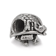 304 Stainless Steel European Beads, Large Hole Beads, Tortoise, Antique Silver, 11x11.5x9mm, Hole: 4.5mm(STAS-G256-09AS)