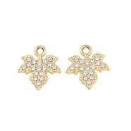 Alloy Rhinestone Pendants, Leaf, Golden, 18x17x2mm, Hole: 2mm(FIND-M018-24C-G)