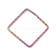 304 Stainless Steel Linking Rings, Textured, Square, Rainbow Color, 27x27x1mm(STAS-Z041-04A-RC)