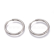 201 Stainless Steel Huggie Hoop Earrings, with 304 Stainless Steel Pin, Hypoallergenic Earrings, Ring, Stainless Steel Color, 22x2mm, 12 Gauge, Pin: 1mm(EJEW-O095-05-24)