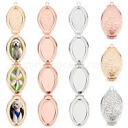 AHADERMAKER 3Pcs 3 Colors Rack Plating Brass Locket Pendants, Photo Frame Charms for Necklaces, Oval, Mixed Color, 35x20x10.5mm, Hole: 2.2mm, Inner Diameter: 13.5x23.5mm, 1pc/color(KK-GA0001-19)