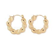 Ion Plating(IP) 304 Stainless Steel Wave Hoop Earrings for Women, Golden, 21.5x22x2mm, Pin: 0.6mm(EJEW-I267-05G)