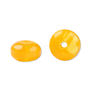 Resin Beads, Imitation Amber, Flat Round, Gold, 8x4.5mm, Hole: 1.6~1.8mm(RESI-N034-02-K03)