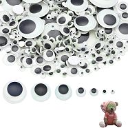 CHGCRAFT 300Pcs 7 Style Luminous Plastic & Resin Wiggle Googly Eyes Cabochons, with Self-adhesive, DIY Scrapbooking Crafts Toy Accessories, White, 5~29.5x3~6.5mm(DIY-CA0004-96)