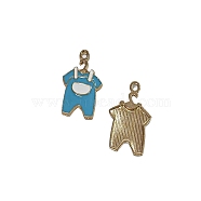 Alloy Enamel Pendants, Baby Clothes Charms, Light Gold, Light Sea Green, 22x15.5x2mm, Hole: 1.6mm(ENAM-CJC0006-77B)