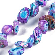 Natural Imperial Jasper Beads Strands, Dyed, Nuggets, Blue Violet, 4~19x9.5~19x6~12.5mm, Hole: 1~1.2mm, about 38~41pcs/strand, 15.35~15.55''(39~39.5cm)(G-B083-C01-01)