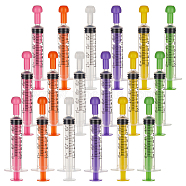 18Pcs 6 Colors Plastic Disposable Measurement Syringe with Cap, for Scientific Labs, Liquid Dispensing, Pet and Party Supplies, Mixed Color, 90x27.5x16mm, Capacity: 5ml, 3pcs/color(AJEW-OC0004-52B)