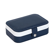 Rectangle PU Leather Jewelry Organizer Boxes, Portable Travel Jewelry Case with Velvet Inside, for Earrings, Necklaces, Rings, Dark Blue, 16x11x5cm(PW-WG72089-07)