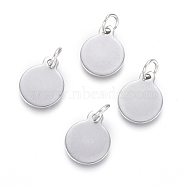 304 Stainless Steel Charms, with Jump Rings, Blank Stamping Tag, Flat Round, Stainless Steel Color, 12.5x10x0.8mm, Hole: 3.5mm(EJEW-L238-02B-P)