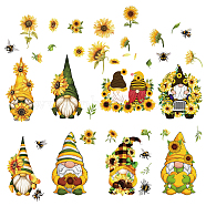 8 Sheets 8 Styles PVC Waterproof Wall Stickers, Self-Adhesive Decals, for Window or Stairway Home Decoration, Rectangle with Sunflower & Bees, Gnome Pattern, 200x145mm, about 1 sheet/style(DIY-WH0345-047)