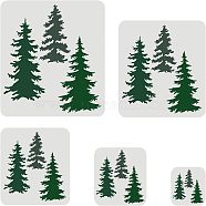 Plastic Drawing Painting Stencils Templates, Square, Pine Tree Pattern, 100~300x100~300mm, 5pcs/set(DIY-WH0172-635)