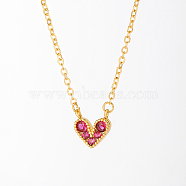 Golden Brass Heart Pendant Necklace for Women, Camellia, 15.35 inch(39cm)(WZ0134-3-1)