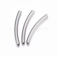 304 Stainless Steel Tube Beads, Curved Tube Noodle Beads, Curved Tube, Stainless Steel Color, 30x3mm, Hole: 2mm(STAS-F174-17P-C)