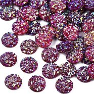 Resin Cabochons, Imitation Druzy Agate, Flat Round, AB Color Plated, Camellia, 8x2.5mm(X-CRES-Q191-HA027-B7)