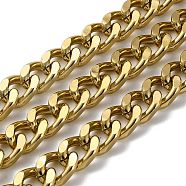Oxidation Aluminum Diamond Cut Faceted Curb Chains, Cuban Link Chains, Unwelded, with Spool, Golden, 16x11.5x5mm, about 49.21 Feet(15m)/Roll(CHA-H001-04G)