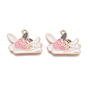 Alloy Enamel Pendants, Lead Free & Cadmium Free, Shoes Charm, Golden, Pink, 19.5x25.5x1.5mm, Hole: 1.6mm(ENAM-T020-72)