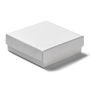 Cardboard Jewelry Set Boxes, with Sponge Inside, Square, White, 9.1x9.05x3.15cm(CBOX-C016-03C-02)