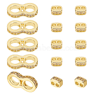 WADORN 15Pcs 2 Style Brass Micro Pave Cubic Zirconia Multi-Strand Links, Spacer Bars, Rectangle/Number 8 Shaped, Real 18K Gold Plated, 6~17x3~9x5~9mm, Hole: 1.8~5mm(KK-WR0001-16)