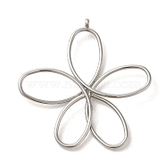 304 Stainless Steel Pendants, Flower Charm, Stainless Steel Color, 41x39.5x3.5mm, Hole: 1.8mm(STAS-C085-02P)