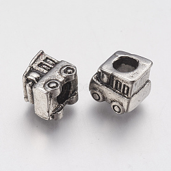 Ion Plating(IP) 304 Stainless Steel European Beads, Large Hole Beads, Car, Antique Silver, 11x10x9mm, Hole: 4.5mm(STAS-J022-110AS)