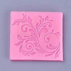 Food Grade Silicone Molds, Fondant Molds, For DIY Cake Decoration, Chocolate, Candy, UV Resin & Epoxy Resin Jewelry Making, Leafy Branches, Deep Pink, 57x53x5mm(X-DIY-L019-043A)