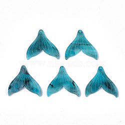 Cellulose Acetate(Resin) Pendants, Whale Tail Shape, Dark Cyan, 26~26.5x26.5x2.5mm, Hole: 1mm(X-KY-S158-30B)