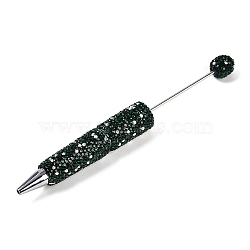 Iron Beadable Pen, Ball-Point Pen, with Polymer Clay Rhinestone, for DIY Personalized Pen with Jewelry Beads, Random Underlay, Emerald, 149x16mm(AJEW-R001-01B)