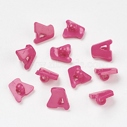 Acrylic Shank Buttons, 1-Hole, Dyed, Letter A, Medium Violet Red, 14x13x2mm, Hole: 3mm(X-BUTT-E028-01)