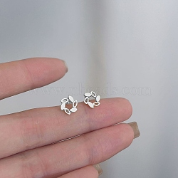 Alloy Earrings for Women, with 925 Sterling Silver Pin, Leaf, 10mm(FS-WG98937-58)