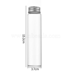 Clear Glass Bottles Bead Containers, Screw Top Bead Storage Tubes with Aluminum Cap, Column, Silver, 3.7x15cm, Capacity: 125ml(4.23fl. oz)(CON-WH0085-76I-01)