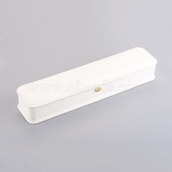 PU Leather Bracelet Necklace Gift Boxes, with Golden Plated Iron Crown and Velvet Inside, for Wedding, Jewelry Storage Case, White, 24x5.5x3.9cm(X-LBOX-L005-H04)