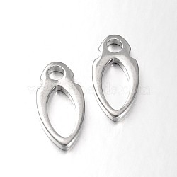 Oval 304 Stainless Steel Pendants, Stainless Steel Color, 23.5x12x3mm, Hole: 4mm(STAS-N059-18)