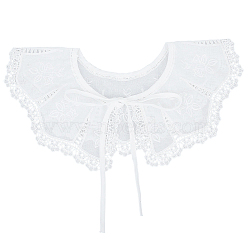 Polyester Embroidery Lace Collar, Neckline Trim, DIY Garment Accessories, White, 410x1.2~1.6mm(AJEW-CY0002-85)