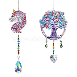 2 Sets 2 Style DIY Diamond Painting Wind Chime Kits, with Diamond Painting Bag, Rhinestones, Mixed Shape, Mixed Color, Diamond Painting: 1 set/stye(DIY-SZ0007-54)